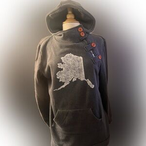 Alaska Chicks Women's Grey Cowl Neck Sweater with Button Detail